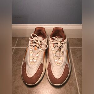 ADIDAS Cream and Brown Athletic Sneakers with Orange Detail